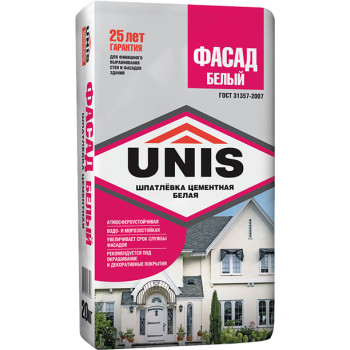 Шпаклевка цементная Unis Фасад белый