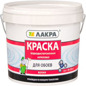 Краска в/д для обоев Лакра белая