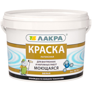 Краска латексная моющаяся Лакра белая