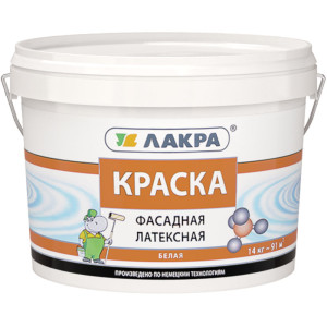 Краска латексная фасадная Лакра белая